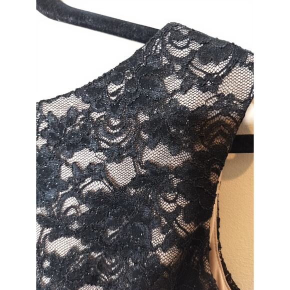 Alex Evenings Floral Lace Shimmer Gown Maxi Rhinestone Waist - Picture 8 of 13